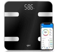 Grunkel GKL FITBLUE300 WHITE/BLACK - Báscula numérica de alta precisión, aplicación móvil gratuita, 12 parámetros, 8 usuarios diferentes y apagado automático - Blanco/Negro (Blanco) (Negro)