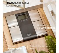 Báscula de baño inteligente con analizador corporal - Medición de peso, grasa, agua y músculo, capacidad de carga de 225 kg, pantalla LCD grande, memoria para 10 usuarios