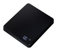 Báscula de café con temporizador y pantalla LED, escala de precisión de 0,1 g, precisión de 3000 g, herramienta de preparación de espresso recargable por USB para granos y molidos, color negro