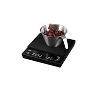 Báscula de café de metal con sincronización automática, báscula de espresso recargable con temporizador, escala de alta precisión de 2 kg/0,1 g para granos de café, color negro