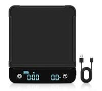 Báscula de café digital impermeable con función de temporizador, pantalla LED y carga tipo C, báscula electrónica de alta precisión para medir granos de café, harina, verduras y más (resistente al
