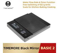 Báscula de café TIMEMORE Basic 2 Black Mirror con pantalla de caudal, temporizador automático, báscula digital de cocina para alimentos, espresso 0.1g/2kg BLACK BASIC PLUS