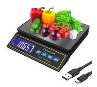 Báscula de cocina 30 kg/0,1 g, acero inoxidable, recargable, con USB-C, balanza fina con función de tara y PC, báscula de paquetes para cocina, hornear y gastronomía (negro)