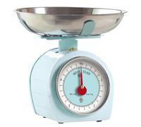 Báscula de cocina analógica, diseño compacta, fácil de leer, medidas en gramos, ideal para repostería y control de porciones.