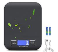 Báscula de cocina digital: 10 kg/1 g, báscula de cocina digital recargable por USB, con pantalla LCD y función de tara, báscula de cocina profesional multifunción con cable de carga