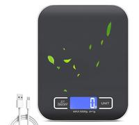 Báscula de cocina digital, 10 kg/1 g, báscula de cocina, recargable por USB, báscula digital de cocina con pantalla LCD y función de tara, báscula de cocina profesional con cable de carga de batería