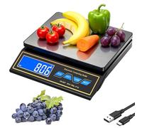 Báscula de cocina digital, 30 kg, 1 g, acero inoxidable, báscula digital de cocina, báscula de cocina con pantalla LCD, USB C, recargable, función de conteo de tara, 8 unidades de medida, báscula de