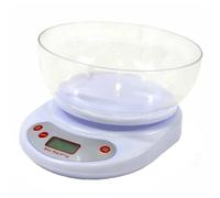 Báscula de cocina digital con pantalla y plato de plástico extraíble