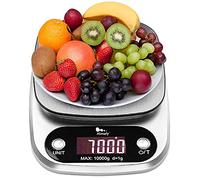 Báscula de cocina digital de 10 kg, función de tara y apagado automático, acero inoxidable de alta calidad para cocinar multifuncional, báscula de alimentos con pantalla LCD retroiluminada, báscula de