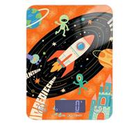 Báscula de cocina digital de dibujos animados con linda nave espacial naranja planeta para pérdida de peso, báscula de preparación de alimentos, 5 kg/5 g, resistente al agua, pequeña báscula de cocina