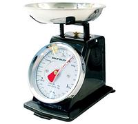 Báscula de cocina manual vintage de 3 kg tradicional Prima retro analógica para el hogar, ingredientes mecánicos, medición de pesaje para hornear, canal de Youtube, cuenco de acero inoxidable