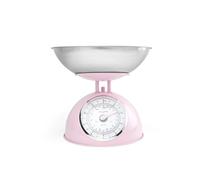 Báscula de Cocina Mecánica Retro Rosa Salter - Esfera Giratoria Grande de Fácil Lectura, Capacidad de 5 kg, Bol Seguro para Lavavajillas de 1 Litro, Báscula Analógica para Alimentos, Altura de 22 cm