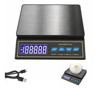 Báscula de cocina, paquete de báscula, báscula digital de cocina, 30 kg/0,1 g, precisión de acero inoxidable, con contador y tara, 9 unidades de medida, apagado automático, USB-C recargable para
