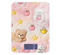 Báscula de cocina pequeña portátil con diseño de oso blanco de dibujos animados para alimentos, 11 libras/0 18 onzas, 5 kg/5 g, báscula con 4 unidades para pérdida de peso (pilas no incluidas)