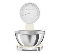 Smeg, báscula de cocina digital y analógica KSF01PBWW, cuenco extraíble de acero inoxidable de 1,8 L, cuatro unidades de medición g/ml y lb.oz/fl.oz, con función tara, capacidad máxima de 5 kg, crema