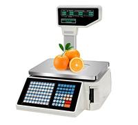 Bascula de Comercio Digital Electronica, 30KG Balanza Comercial para Pesar Fruta, Verdura Peso, Pantalla LCD Digital de Doble Cara, Impresión de Adhesivo y Recibo Térmico - Español lithiumbattery