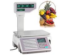Bascula de Comercio Digital Electronica Impresora Térmica Báscula de Código Básculas de Impresión de Etiquetas,63 Teclas De Acceso Directo para Supermercados (Blanco, Equipo+C) (Blanco, Equipo+P)