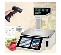 Báscula de doble indicación, báscula de caja registradora, báscula de impresión de etiquetas, báscula de cálculo de precios, báscula Digital de código de barras de 30Kg, con caja y escáner, para super