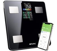 Báscula de grasa corporal 226 kg Báscula personal inteligente con análisis BIA, IMC y 13 valores corporales App Feelfit, pantalla LCD, precisión de 50 g Multiusuario RUHHY (Negro)