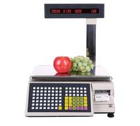 Báscula de impresión de etiquetas con impresora de etiquetas y recibos, 71 teclas de acceso directo, báscula electrónica de cálculo de precios de capacidad de 66 libras, para carne de alimentos 15kg