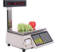 Báscula de impresión de etiquetas con pantalla de poste, báscula digital comercial de conteo, báscula de cálculo de precios, pantalla de doble cara, capacidad de 15 kg/30 kg para supermerc(Color:30kg)