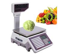 Báscula de Impresión de Etiquetas de Precio con Pantalla de Doble Cara Comercial, Báscula de Cálculo de Precio Digital Impresora Térmica Báscula de Código de Barras Electrónica, 30 Kg/60 Lb