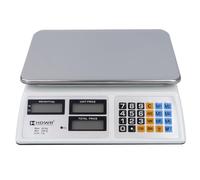 Báscula de Tienda, Electrónica, Pantalla Digital, Capacidad de Carga de hasta 40 kg, 3 Pantallas, Dimensiones de la Plataforma 32 x 23 cm, Báscula de Tara, Precisión de 2 Gramos, HDWR wagPRO-S40