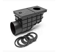 Báscula derecha Lluvia Sink Buzón con rejilla Ø 110 mm - 171 mm profundidad de montaje gris negro Válvula antirretorno rückstau cierre olor Tapa Lluvia Tubo Canalón drenaje Colador