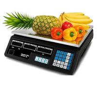 Báscula Digital Comercial UBOON 40kg para Frutería, Mercado, Panadería, Carnicería o Hogar - Pantalla LED Doble, Memoria de Precios y Precisión 5g con Batería Recargable!