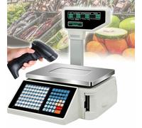Báscula Digital con impresión de Etiquetas de Precios y pesaje de códigos de Barras con Pantalla Dual para conteo preciso y Caja registradora, Ideal para gestión de inventario en supermercados y Alma