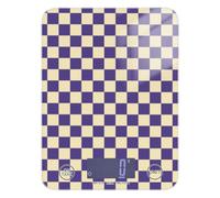 Báscula digital de alimentos a cuadros americanos morados y blancos de 11 libras/2 onzas, mini báscula de cocina de 5 kg/5 g con 4 unidades para dieta cetogénica de especias (pilas no incluidas)
