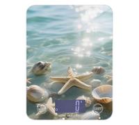 Báscula digital de cocina con pantalla LCD de concha blanca para viajes, 11 libras/5 g, báscula digital de cocina con 4 unidades para hacer jabón, preparación de comidas, espresso (pilas no incluidas)