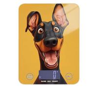 Báscula digital de cocina divertida de dibujos animados Doberman Pinscher Dogs Happy Easy Clean para alimentos, 11 libras/1 onzas, 5 kg/5 g, escala digital en gramos con 4 unidades para dieta