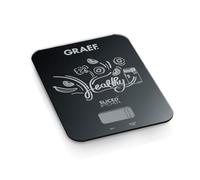 Báscula digital de cocina KS202 de GRAEF, negra, superficie de cristal fácil de limpiar, función de pesaje hasta 5 kg, función inteligente de pesaje de tara