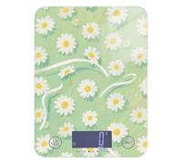 Báscula digital de cocina para asar flores de margarita blanca, peso digital para alimentos, 11 libras/5 g, báscula digital pequeña de cocina con 4 unidades para (usuario) (usuario) (usuario) (usuario