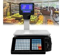 BáScula Digital De Plataforma Báscula de precios digital, báscula contadora comercial, pantalla de poste con impresión de etiquetas, pantalla de doble cara, capacidad de 6 kg, 15 kg y 30 kg