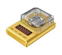 Báscula digital de precisión para joyas, 100 g x 0,001 g, con pantalla LCD, báscula de bolsillo para oro y monedas, 6 unidades, apagado automático, compacta (dorado)