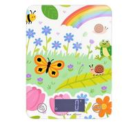 Báscula digital infantil para alimentos, diseño de mariposa, arco iris, abeja, colorida e impermeable, 11 libras/5 g, escala de alimentos de 5 kg/5 g, con 4 unidades para dietas de especias