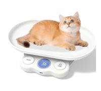 Báscula digital para animales pequeños, escala de 15 kg (± 1 g), con pantalla LCD, con 7 modos de pesaje, báscula de alimentación para gatos pequeños, hámsters