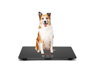 Báscula digital para mascotas para perros, con alfombrilla antideslizante, plataforma de báscula para animales, dimensiones 25,6 x 17,7 pulgadas, peso máximo 220 libras, precisión 10 g, color negro.