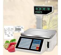 BáScula ElectróNica Báscula digital con pantalla dual, precio electrónico, contador de etiquetas, báscula de código de barras de 30 kg, con caja registradora y escáner, para supermercados y
