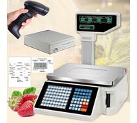 BáScula ElectróNica Báscula digital con precio electrónico, pantalla dual, contador de precios, caja registradora, impresión de etiquetas, báscula de código de barras de 30 kg, con caja de e