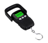 Báscula electrónica colgante de 50 kg/5 g, báscula for peces, equipaje portátil LCD, gancho con cinta métrica retráctil 150 cm largo