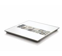 Báscula electrónica recargable LAICA Diseño inspirado en las mayólicas - vidrio templado, gran pantalla LCD, diseño delgado, báscula pesapersonas-marrón