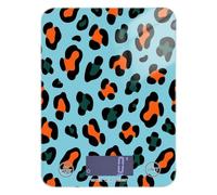 Báscula fácil de limpiar para alimentos, 11 libras/5 g, 5 kg/5 g, estampado de leopardo, naranja, cian, azul, mini báscula de cocina con 4 unidades para perder peso, especias y cocinar (pilas no