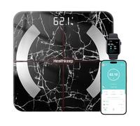 Báscula Grasa Corporal Báscula de Baño Wireless Báscula Baño Digital Analizar Más de 13 Funciones, Monitores de Composición Corporal Máximo 180kg para Andriod y ios, Vidrio templado,Negro Mármol