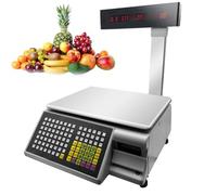 Bascula Industrial Báscula digital de precios con doble pantalla, contadora, para caja registradora comercial, impresión de etiquetas, báscula de código de barras de 15 kg/30 kg, con barra v