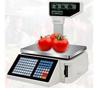 Bascula Industrial Báscula digital de precios con impresión de etiquetas, báscula de pesaje con código de barras y etiqueta, 63 teclas de acceso directo, ideal para supermercados, tiendas mi