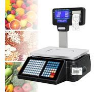 Bascula Industrial Báscula digital de precios con impresión de etiquetas, capacidad de 6 kg, 15 kg y 30 kg, pantalla LED de doble cara y 63 teclas de acceso directo, caja registradora electr