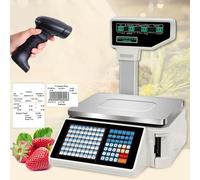 Bascula Industrial Báscula digital de precios con pantalla dual, contadora, para caja registradora, impresión de etiquetas, báscula de código de barras de 30 kg, con caja de efectivo y escán